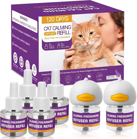 Cat-Calming-Pheromone-Diffuser-Kit,-2-Plug-Ins-+-4-Refills-(48ml-Each),Long-Lasting-Stress-1569