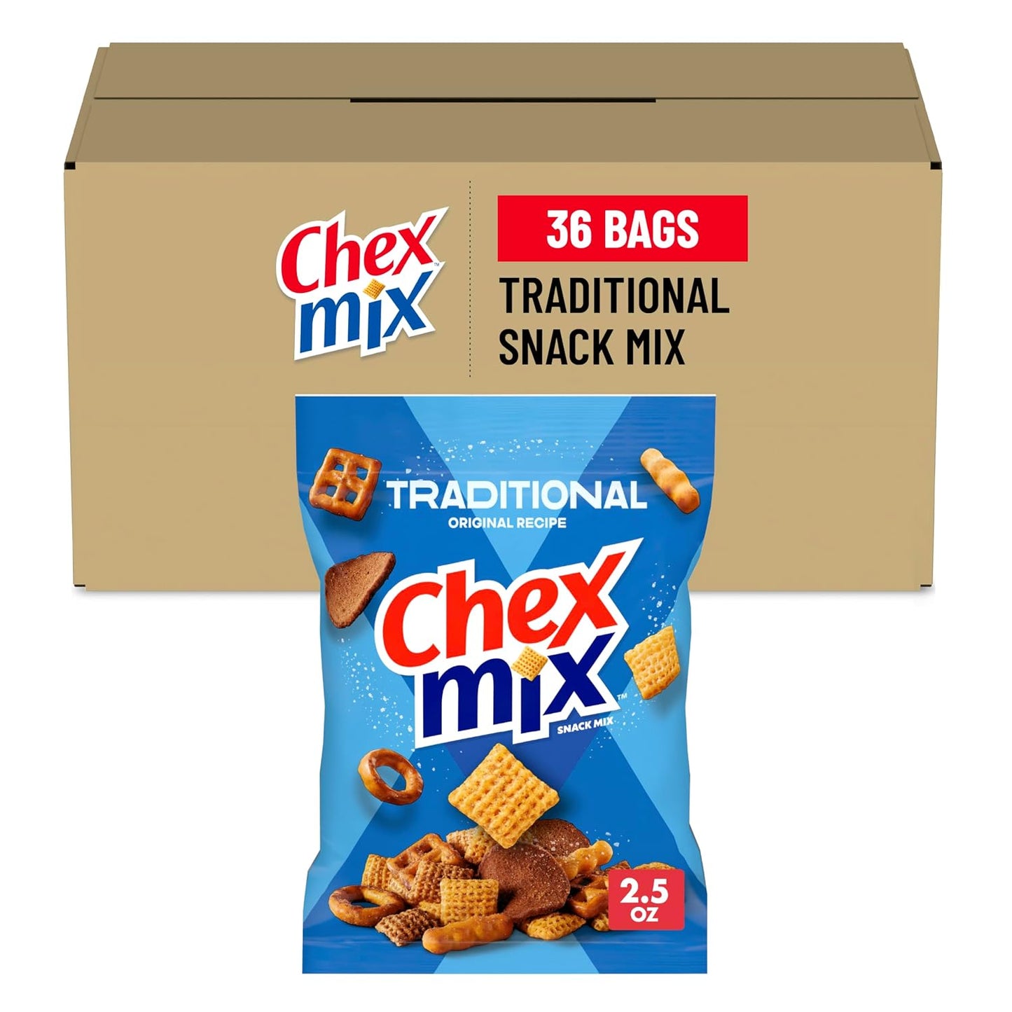 Chex-Mix-Snack-Mix,-Traditional,-Single-Serve-Pouches,-60-Ct,-6.5--lb-Case---8