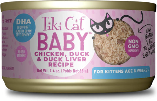 Tiki-Cat-Baby-Wet-Food-for-Kittens,-Chicken,-Duck,-&-Duck-Liver-Shreds,-906