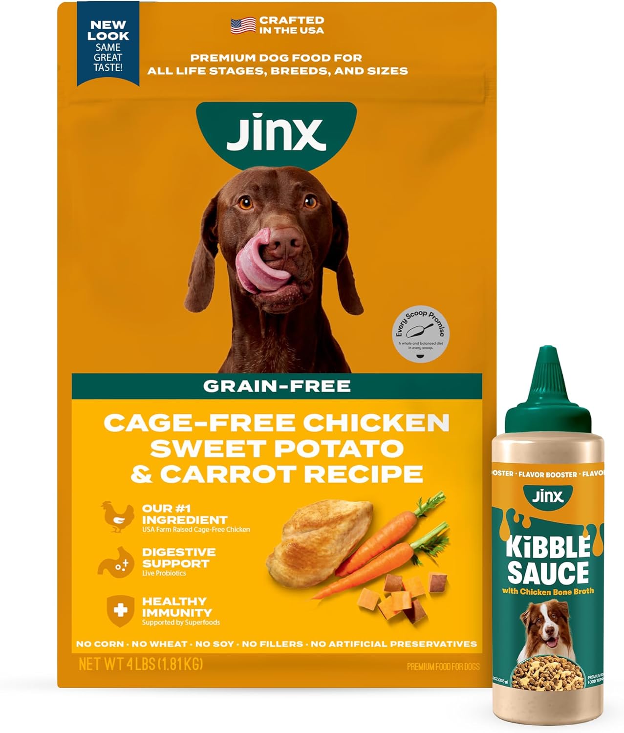 Jinx-Premium-Dog-Food-Bundle,-Chicken---4lb-Grain-Free-Dry-Dog-Food-&-82