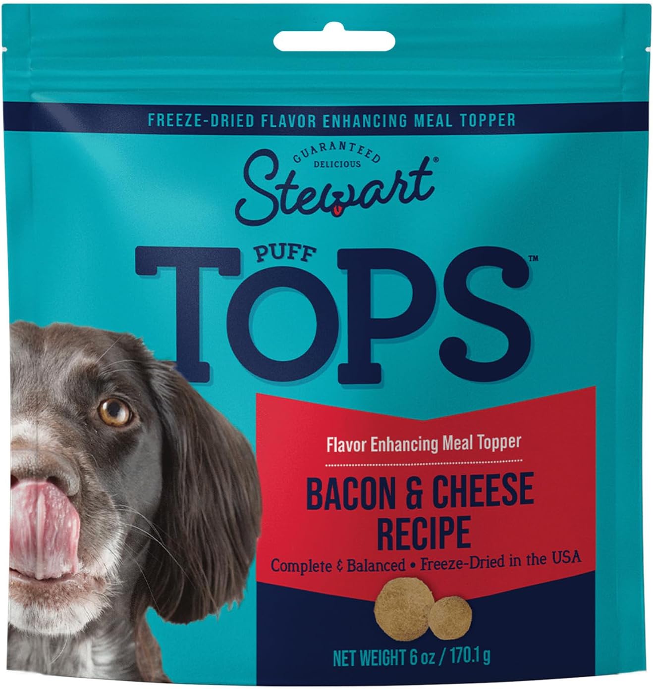 Stewart-Freeze-Dried-Dog-Food-Topper,-PuffTops,-Bacon-&-Cheese,-6-Ounce-Resealable-1018
