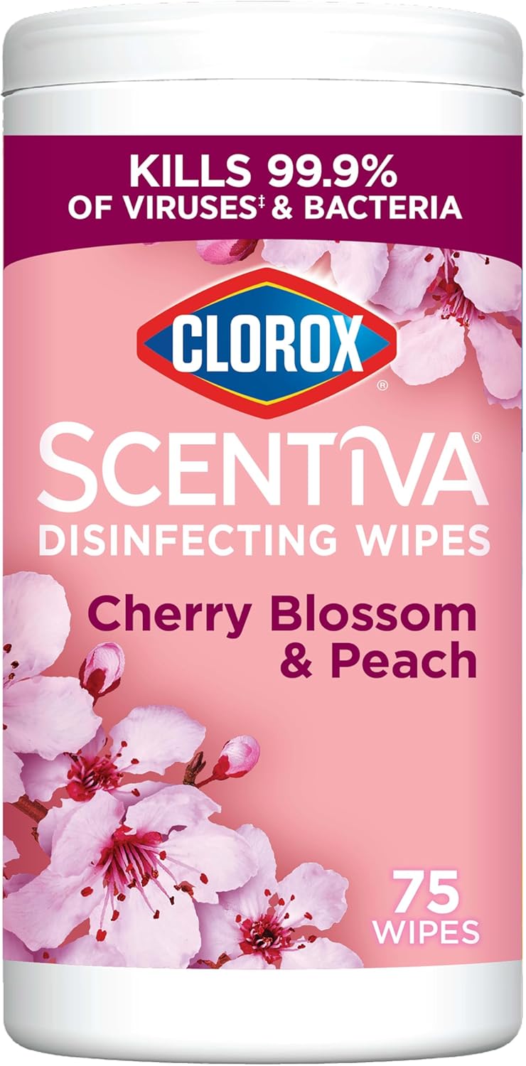 Clorox-Scentiva-Disinfecting-Wipes,-Cherry-Blossom-and-Peach,-Antibacterial,-75-Count---------1213