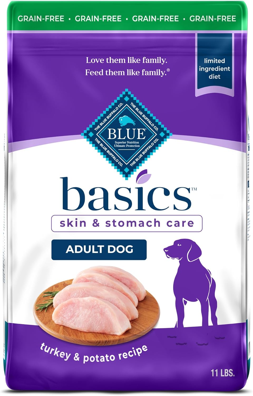 Blue-Buffalo-Basics-Adult-Grain-Free-Dry-Dog-Food-for-Skin-&-Stomach-Care,-1826