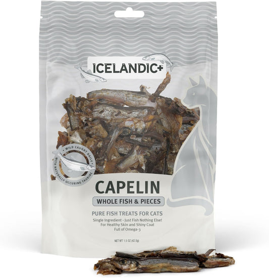 Icelandic+-Plus-Capelin-Whole-Fish-&-Pieces-Cat-Treat-1.5-oz-Bag---300
