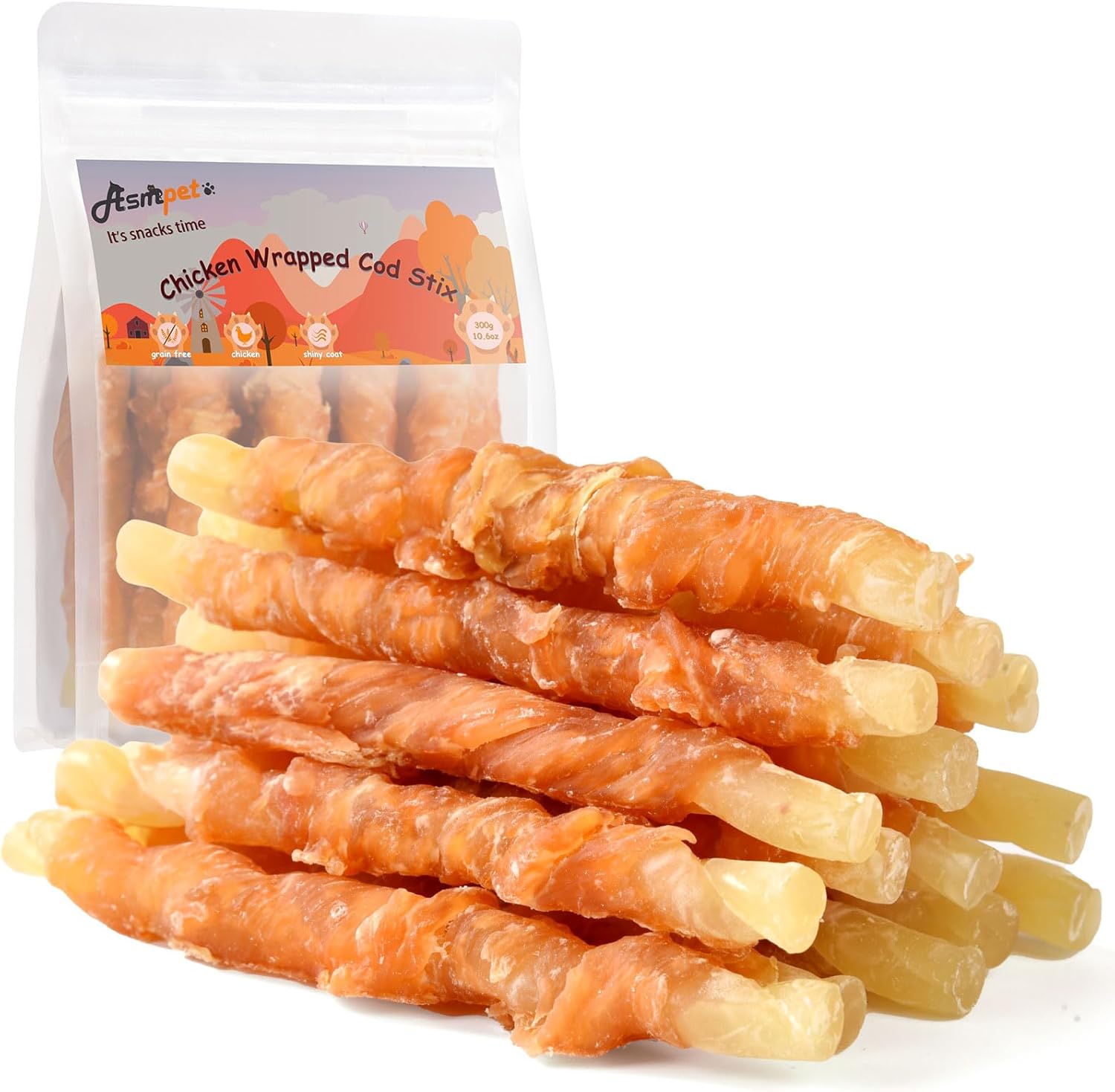 ASMPET-Dog-Treats-Chews,-Chicken-Wrapped-Cod-Sticks,-Rawhide-Free-&-Free-1048