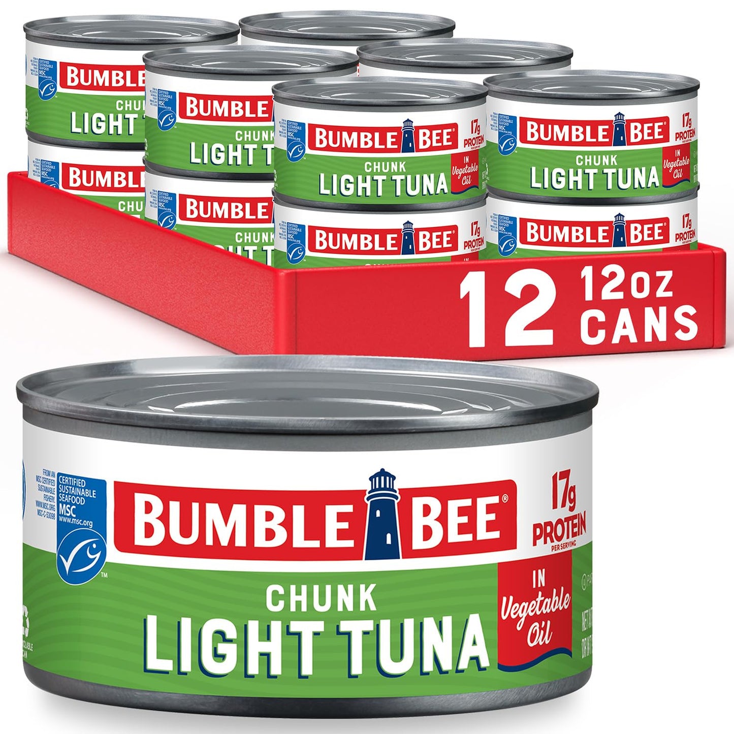 Bumble Bee Chunk Light Tuna In Oil, 12 oz (Paquete de 12)