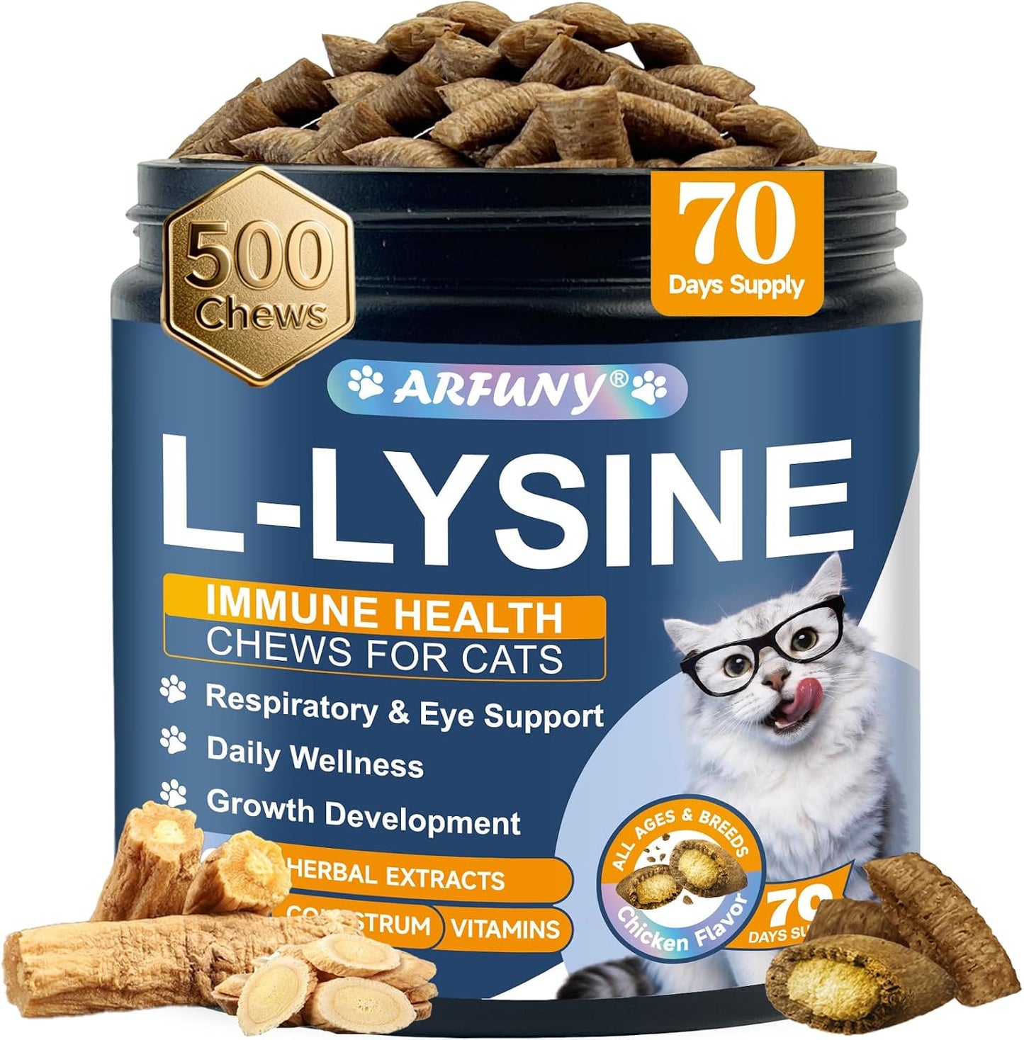 L-Lysine-for-Cats,-Immune,-Eye-Function,-Respiratory-Support,-500-Chews-|-Sneezing,-Running-926