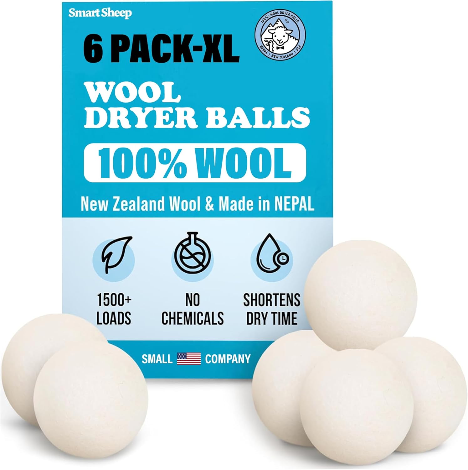Wool-Dryer-Balls---Smart-Sheep-6-Pack---XL-Premium-Natural-Fabric-1591