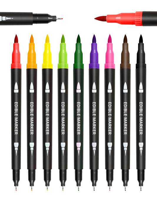 Edible-Marker-for-Cookies-Decorating---9-Color-Dual-Sided-Food-Color-with-Tip,-1332