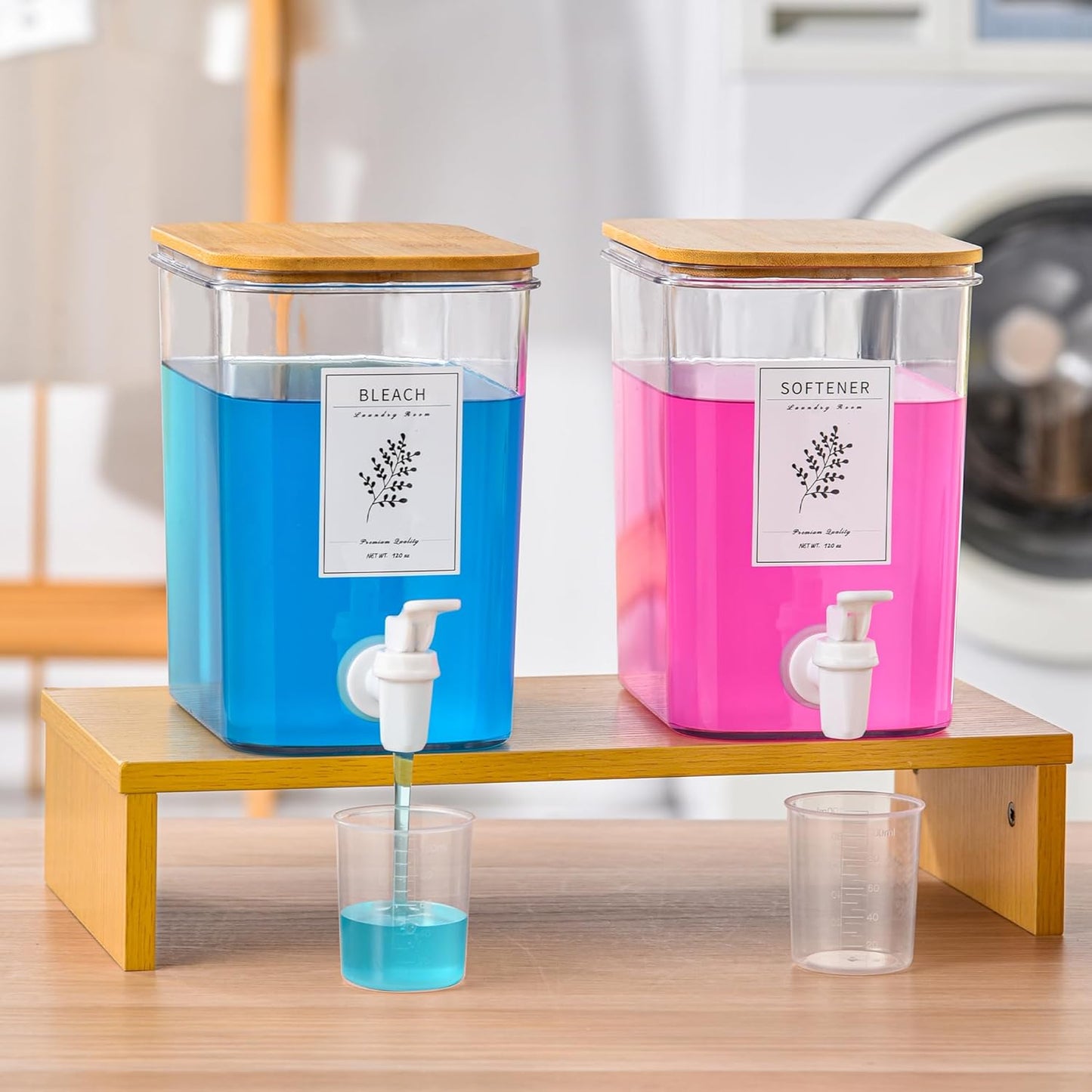 Liquid-Laundry-Detergent-Dispenser-Set-with-Shelf-and-Bamboo-Lids-2675