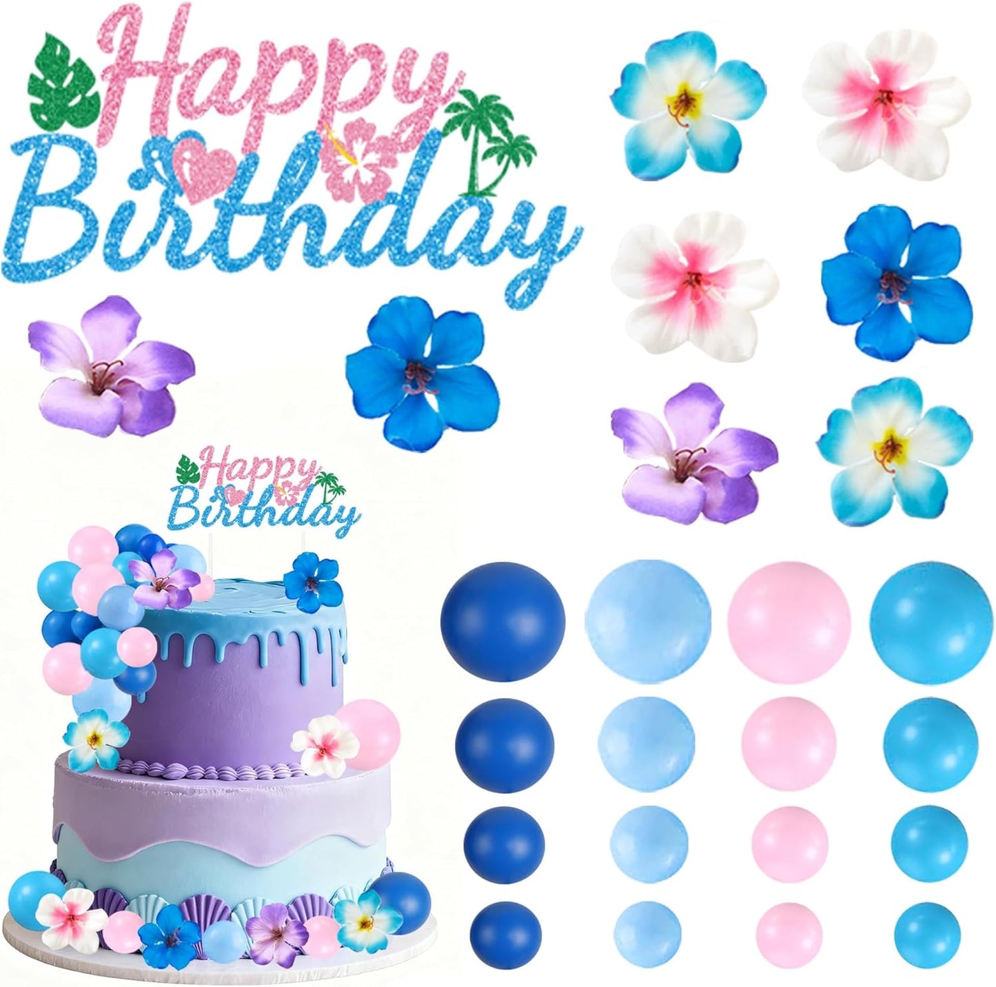 Pink-Blue-Cake-Toppers-with-Balls-Hibiscus-Flower-Hawaiian-Cake-Decorations-for-Themed-Baby-826