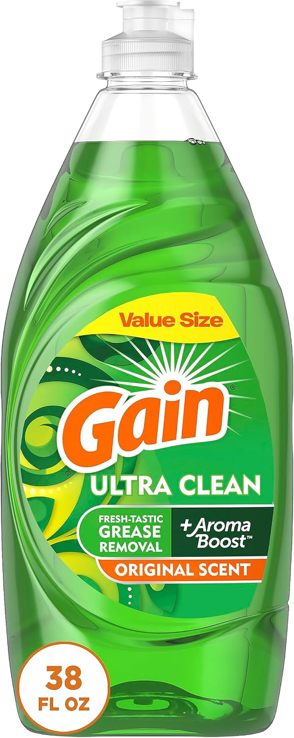 Gain-Ultra-Liquid-Dish-Soap,-Dishwashing-Liquid,-Grease-Removal,-Original-Scent,-38-347