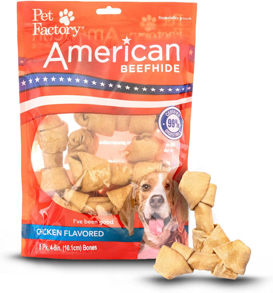 Pet-Factory-American-Beefhide-4-5"-Knotted-Bones-Dog-Chew-Treats---Flavor,-716