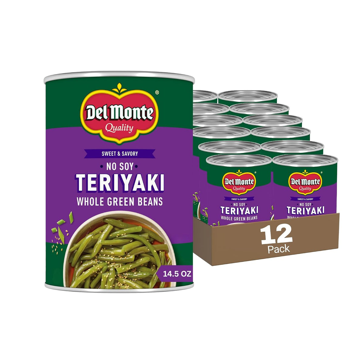 Del-Monte-No-Soy-Teriyaki-Whole-Green-Beans,-14.5-oz.-Cans,-Pack-85