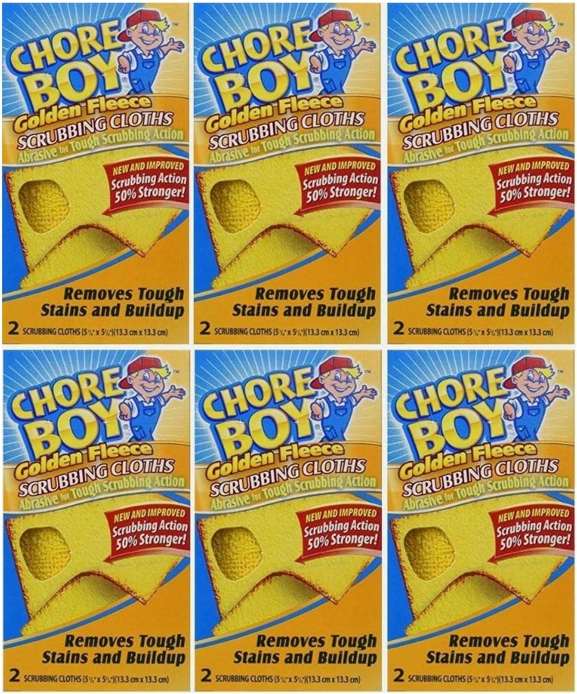 12-Pads-CHORE-BOY-Golden-Fleece-Scouring-Cloths-Pad-Cleaning-2965