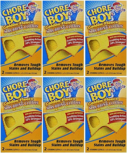 12-Pads-CHORE-BOY-Golden-Fleece-Scouring-Cloths-Pad-Cleaning-2965