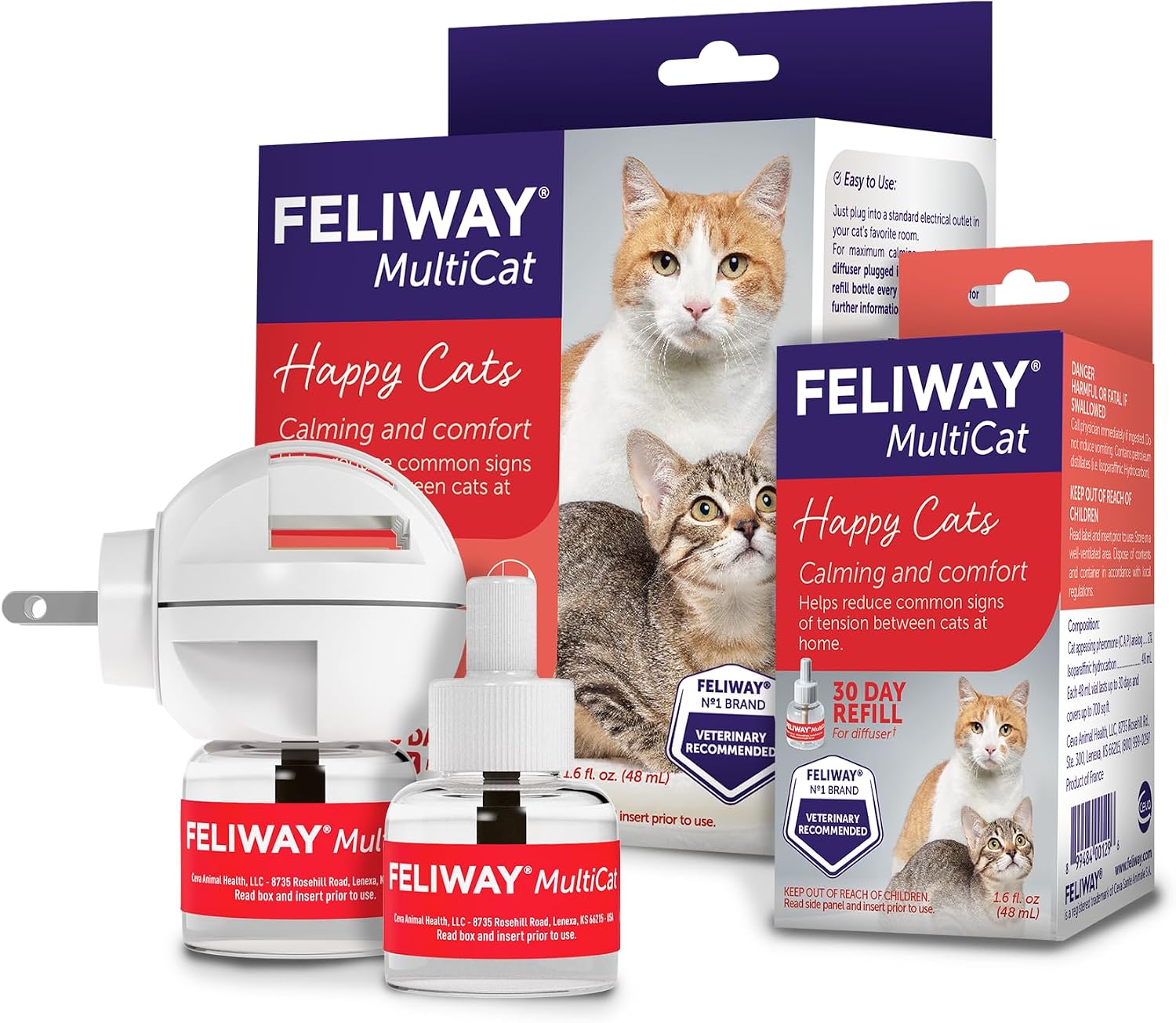 FELIWAY-MultiCat-Cat-Calming-Diffuser-Kit-and-1-Pack-Refill-–-Helps-Reduce-1597