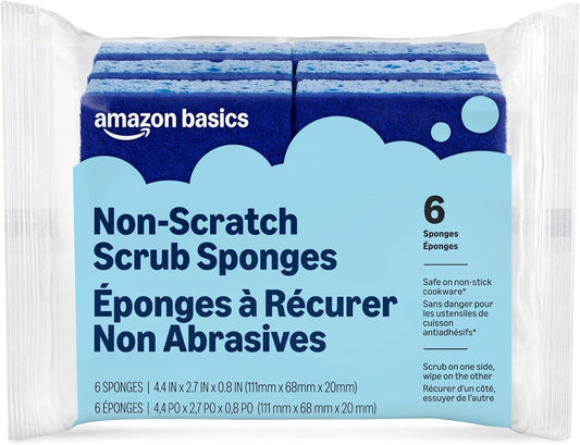 Amazon-Basics-Non-Scratch-Dual-Sided-Sponges-for-Nonstick-Pots-and-Pans,-Dish-Scrubber,-All-Purpose,-6-Pack,-Packaging-2138