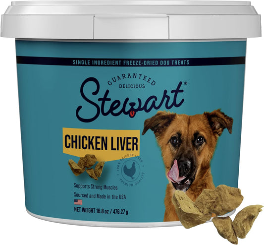 Stewart-1-Chicken-Liver-Dog-Treats,-16.8-oz-Tub,-~315-Pieces,-Dried-2394