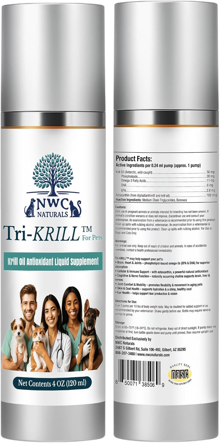 Tri-Krill-Krill-Oil-Supplement-for-Dogs-and-Cats,-4-Fl-Oz-Pump-|-502