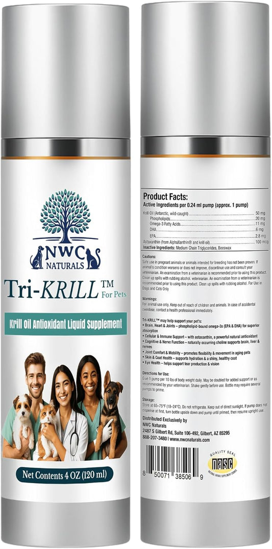 Tri-Krill-Krill-Oil-Supplement-for-Dogs-and-Cats,-4-Fl-Oz-Pump-|-502
