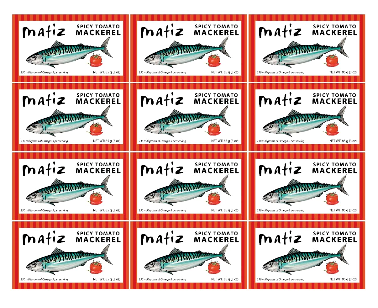 Matiz-Spicy-Tomato-Mackerel,-3-oz,-12-Pack-|-Sauce,-Spain,-Natural,-Artisan,-262