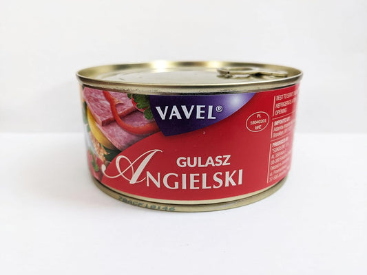 Vavel-Gulasz-Angielski-Cured-Pork,-Agua,-Aglutinante,-Piel-de-Cerdo-10.58oz/300g-Lata---91