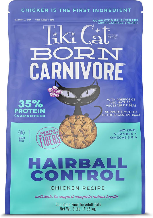 Tiki-Cat-Born-Carnivore-Dry-Cat-Food,-Hairball-Control,-Chicken,-3-lbs.-Bag-1186
