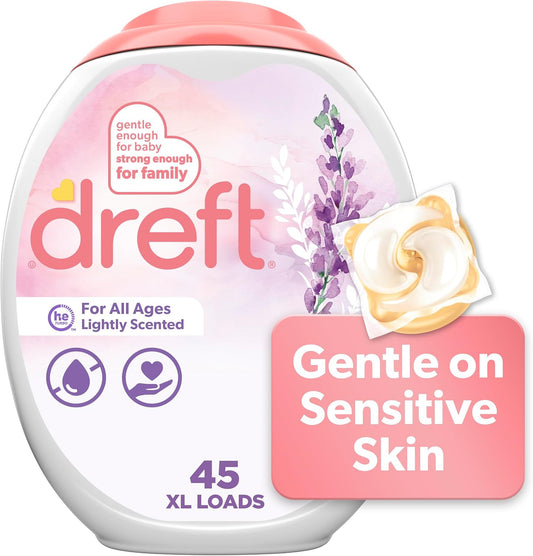 Dreft-Laundry-Detergent-XL-Pacs,-Light-Scent,-Lavender,-45-Count-3999