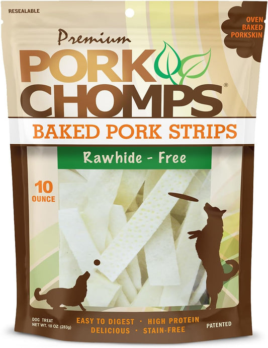 Pork-Chomps-Baked-Pork-Skin-Dog-Chews,-4-inch-strips,-10oz-Bag--1075