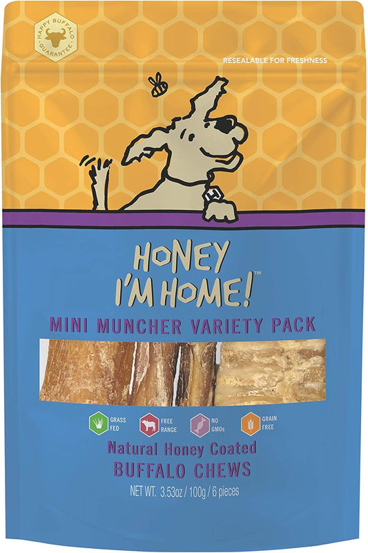 Honey-I'm-Home,-Mini-Muncher-Buffalo-Dog-Chews-Variety-Pack,-3.53---35