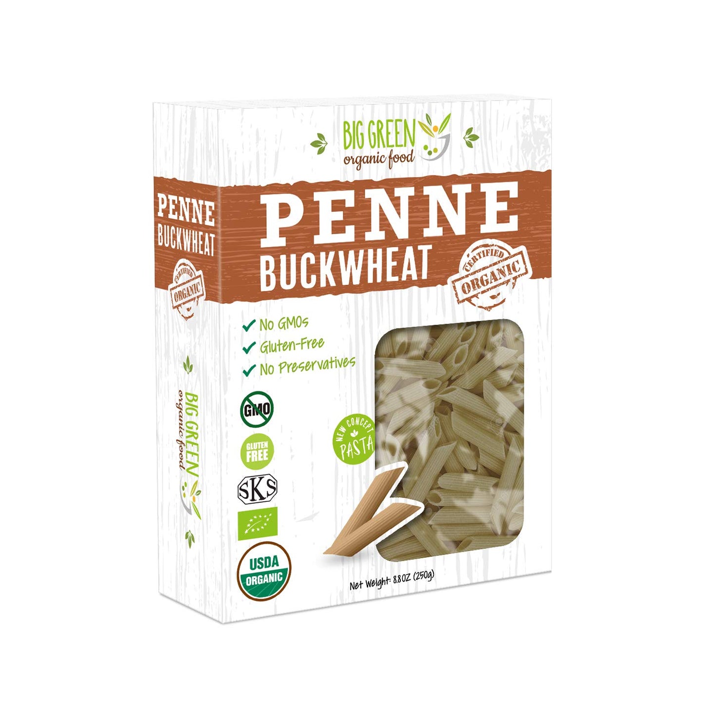 Big-Green-Organic-Food--Organic-Buckwheat-Penne,-8.8oz,-1789