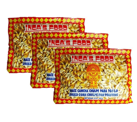 Inca's-Food-Maiz-Cancha-Chulpe-15-Oz-(3-pack),-Dried-Corn-for-Toasting,-740