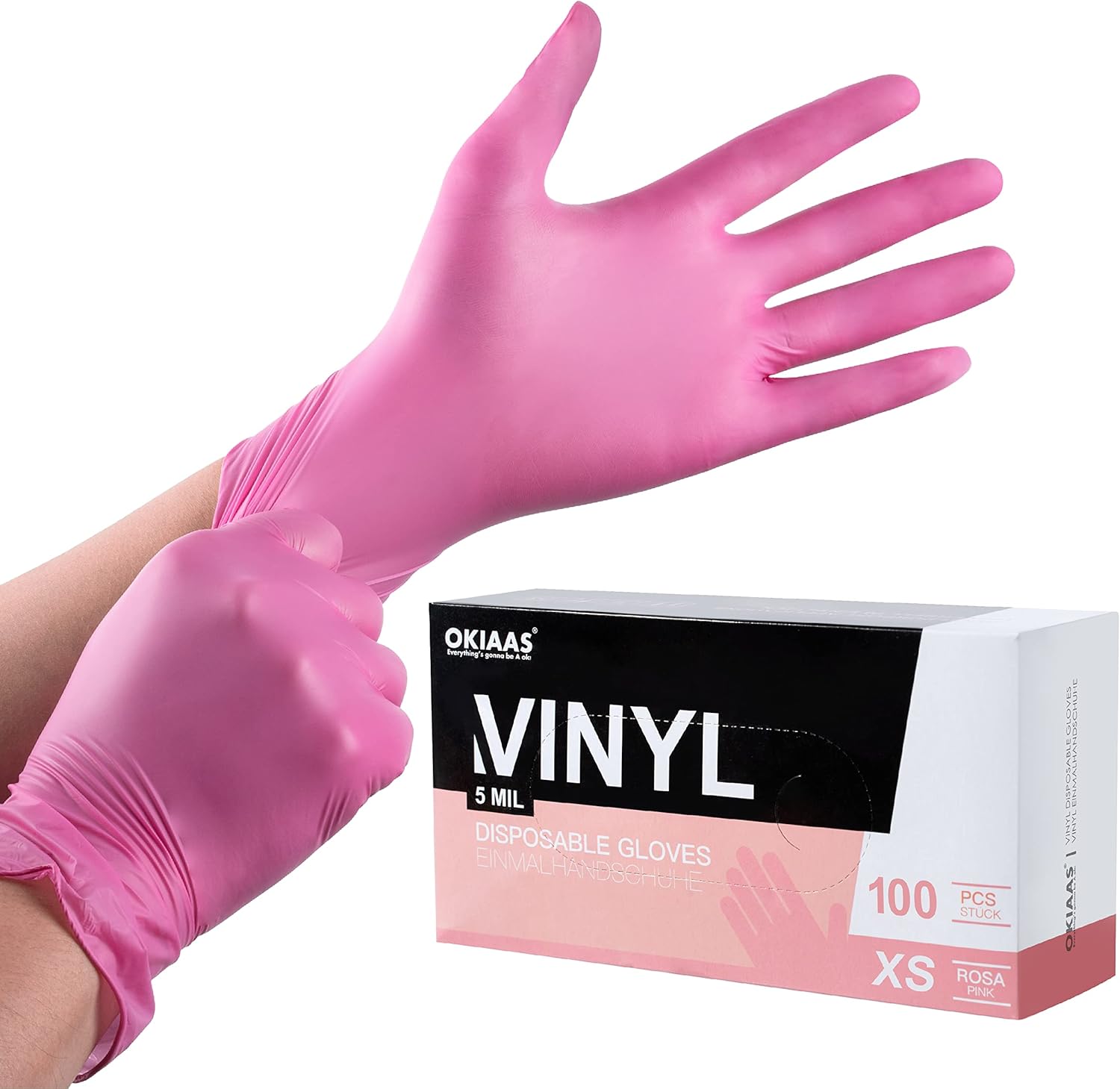 OKIAAS-Black/Pink-Vinyl-Disposable-Gloves-Latex-Free,-Food-Grade,-5-2290