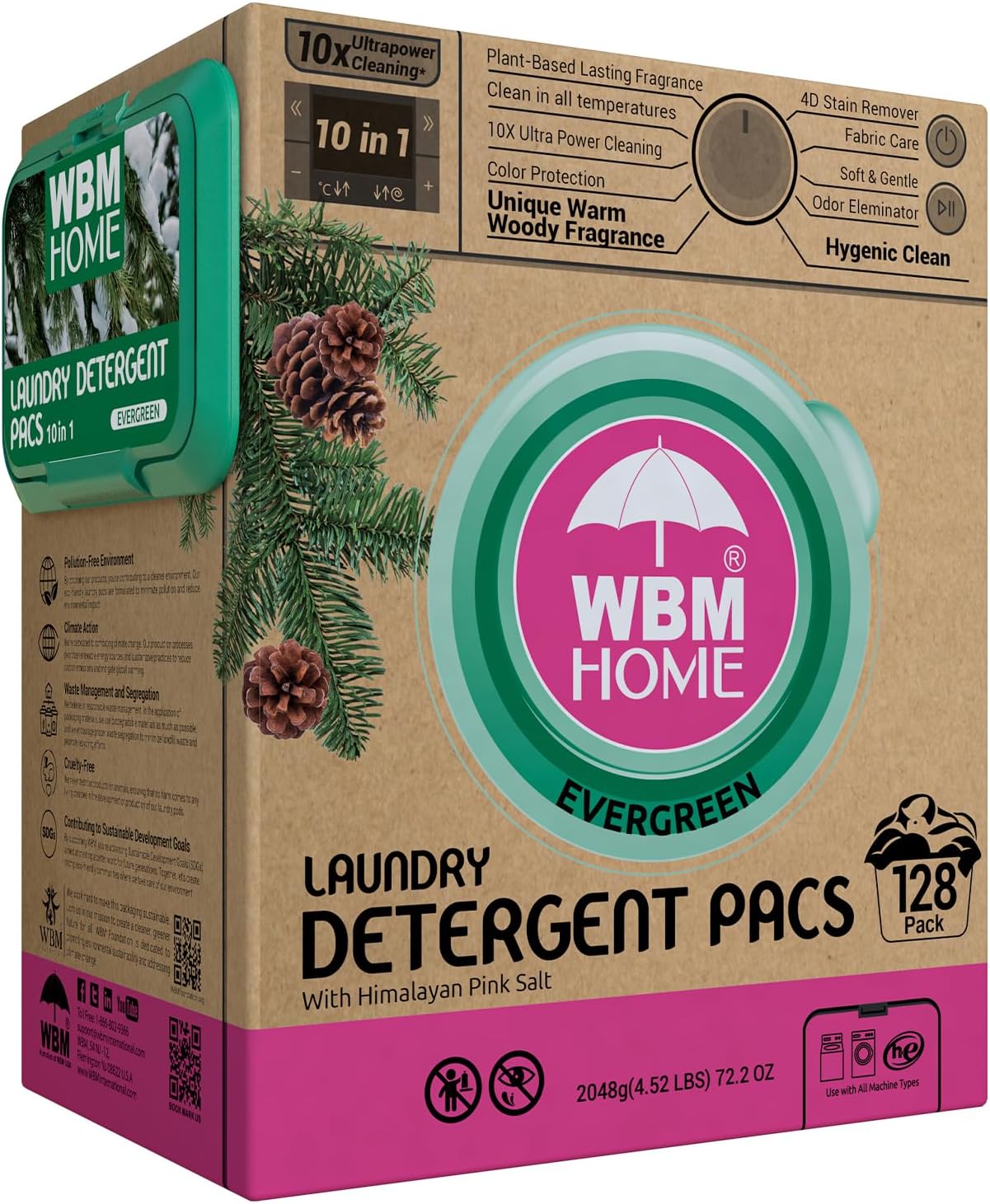 Laundry-Detergent-Pods---Ultra-Concentrated,-Hypoallergenic,-Stain-Fighting,-Evergreen-Scent,-128-Pack,-2421