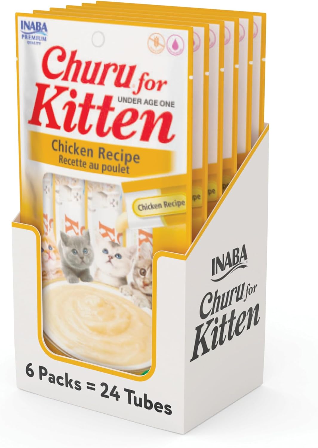 Churu-for-Kittens,-Grain-Free-Creamy,-Purée-Lickable-Cat-with-3
