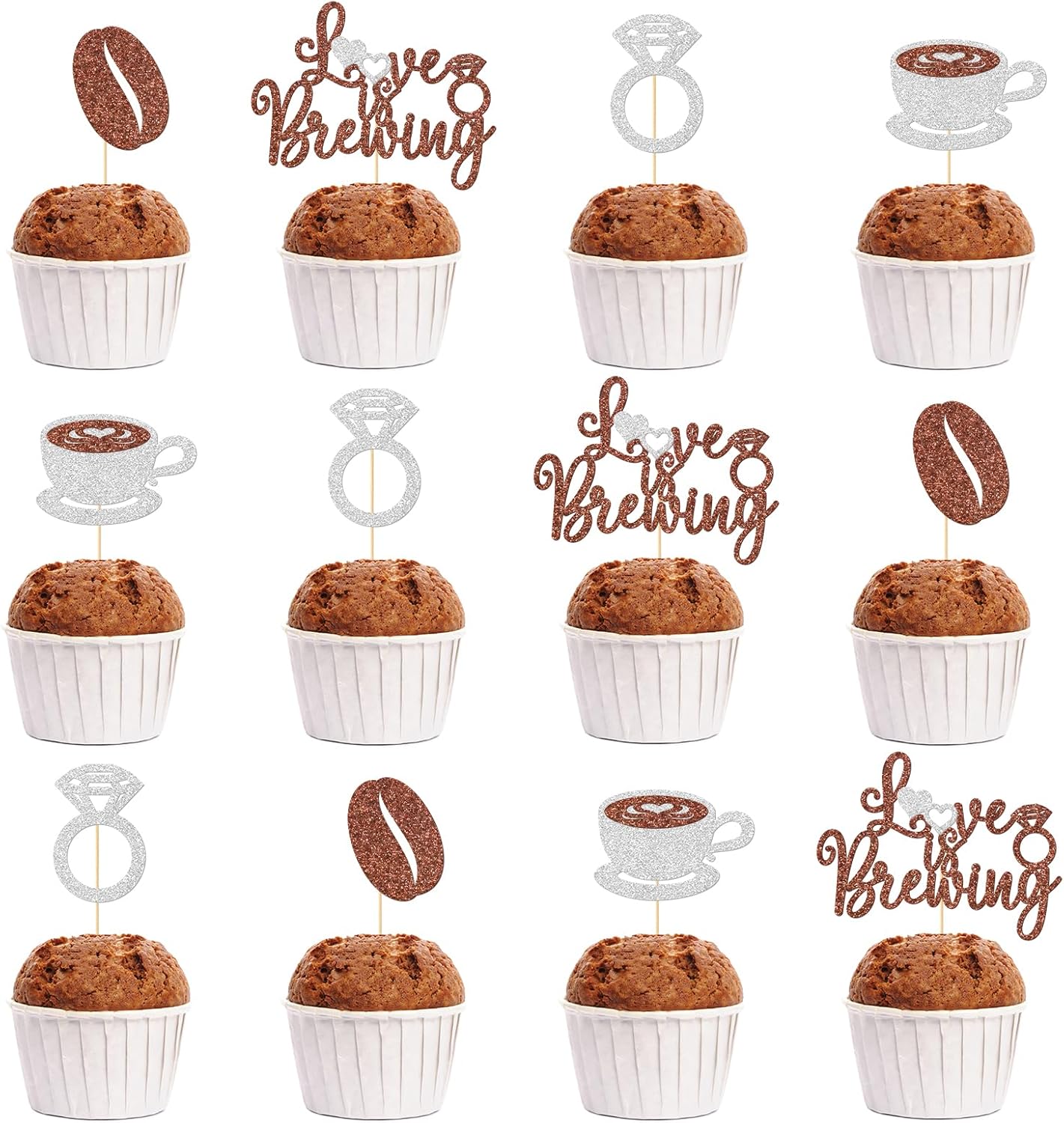 FOZEE-Love-is-Brewing-Bridal-Shower-Cupcake-Topper,-Coffee-BridalShower-Decorations,-Coffee-Party-Lo-554