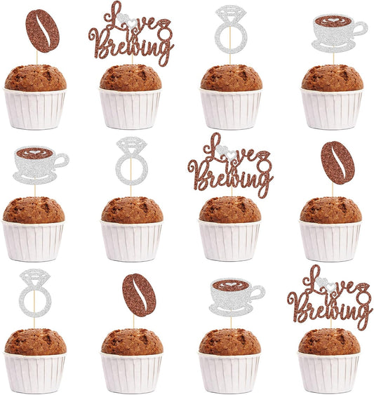 FOZEE-Love-is-Brewing-Bridal-Shower-Cupcake-Topper,-Coffee-BridalShower-Decorations,-Coffee-Party-Lo-554