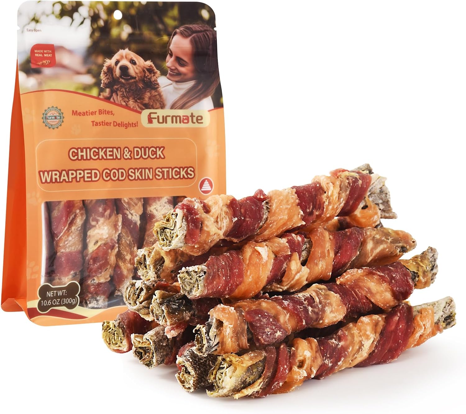 Dog-Treats,-Chicken-Duck-Wrapped-Cod-Skin-Sticks-for-Dogs,-Healthy-Dog-445