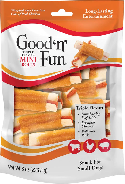 GOOD-'N'-FUN-Triple-Flavor-Mini-Rolls,-8-Ounce,-Treat-Your-Dog-2697