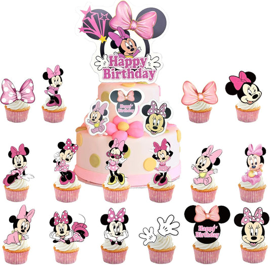 Minnie-Cake-Decoration,-Cupcake-Toppers,-Pack-of-17-Cake-Decoration-Minnie,-Minnie-Topper,-Cake-909