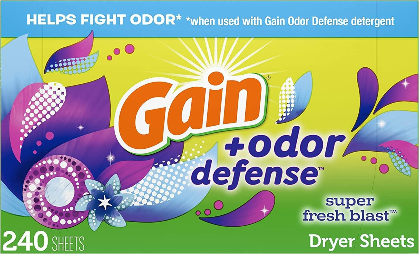 Gain-Dryer-Sheets-Plus-Odor-Defense,-Super-Fresh-Blast-Scent,-240-Count,-1677