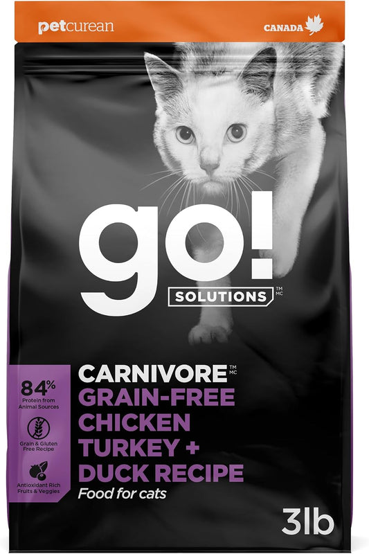 Go!-Solutions-Carnivore-Chicken,-Turkey-&-Duck-Dry-Cat-Food,-3-lb-|-916