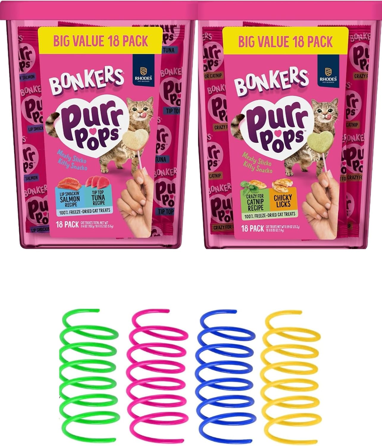 Bonkers-Purrpops-Freeze-Dried-Cat-Treats,-43132-Pack-Variety-Bundle-with-Salmon-Tuna,-&-Flavors,526