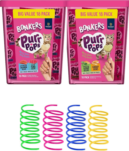 Bonkers-Purrpops-Freeze-Dried-Cat-Treats,-43132-Pack-Variety-Bundle-with-Salmon-Tuna,-&-Flavors,526