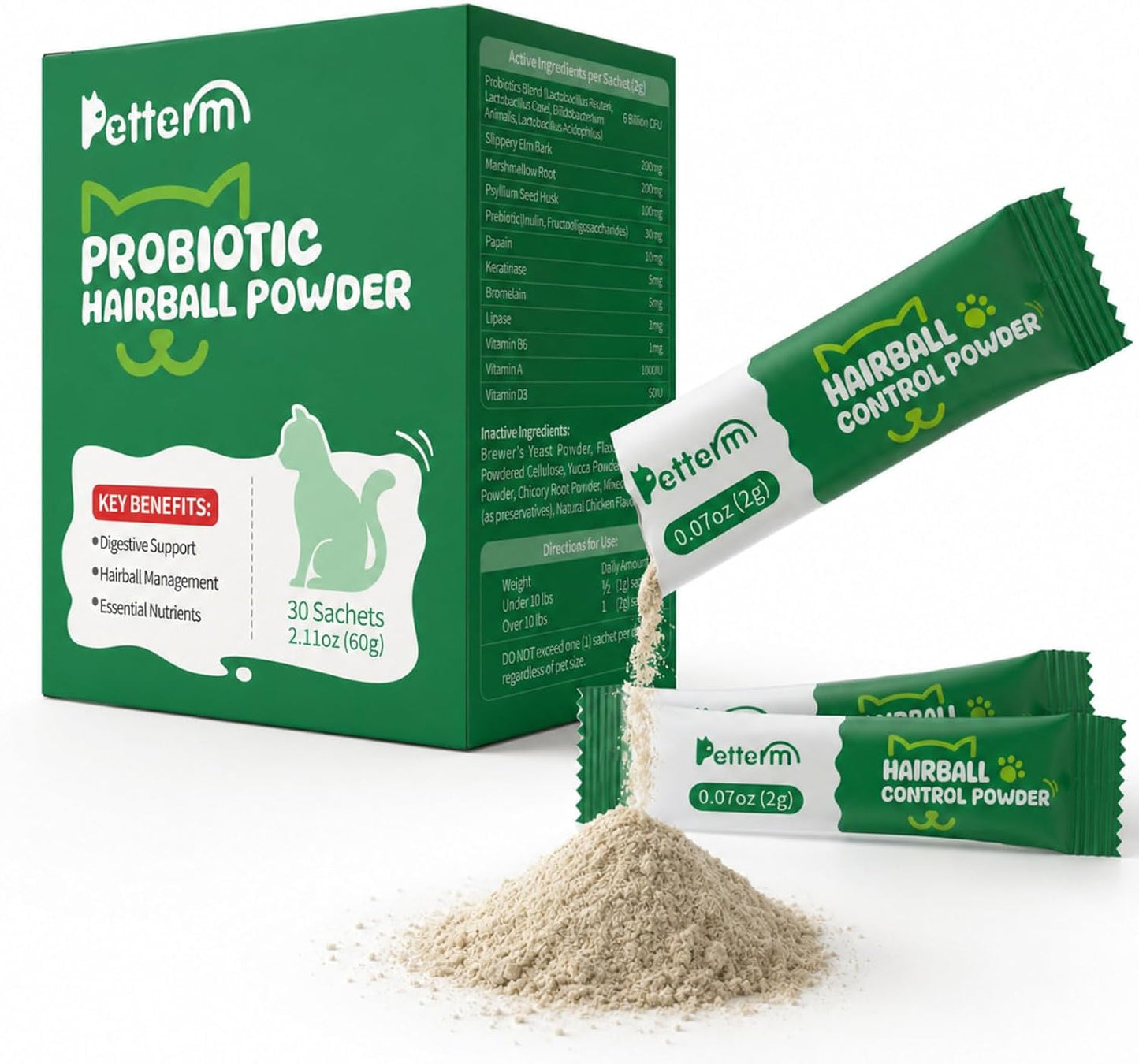 Cat-Hairball-Relief-Powder-&-Food-Topper---Probiotics-&-Slippery-Elm,-30S-1224