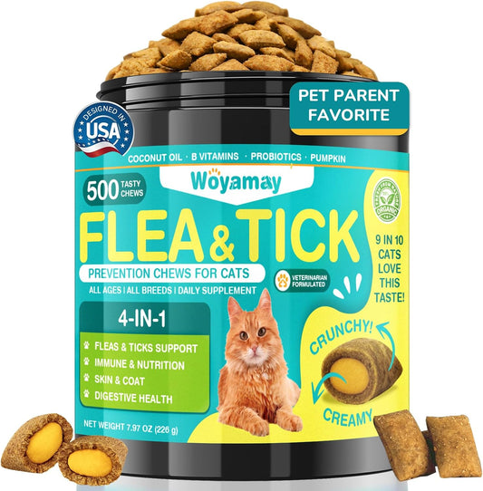 Woyamay-Flea-and-Tick-Prevention-for-Cats,-500-Cat-Flea-Treatment-Chews-|-1517
