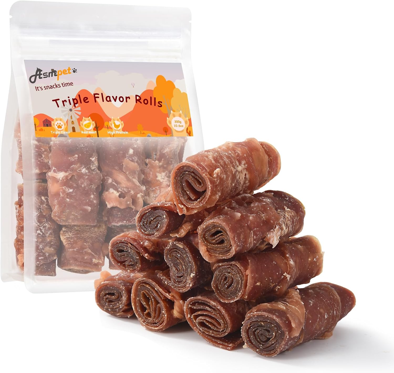 ASMPET-Rawhide-Free-Dog-Treats,-Triple-Flavor-Chicken-Wrapped-Duck-and-Rolls,-699