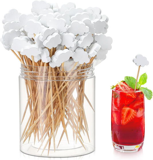 Queekay-100-Pcs-White-Cloud-Cupcake-Toppers-Cocktail-Food-Picks-Cloud-Decorations-Birthdays-Shower-969