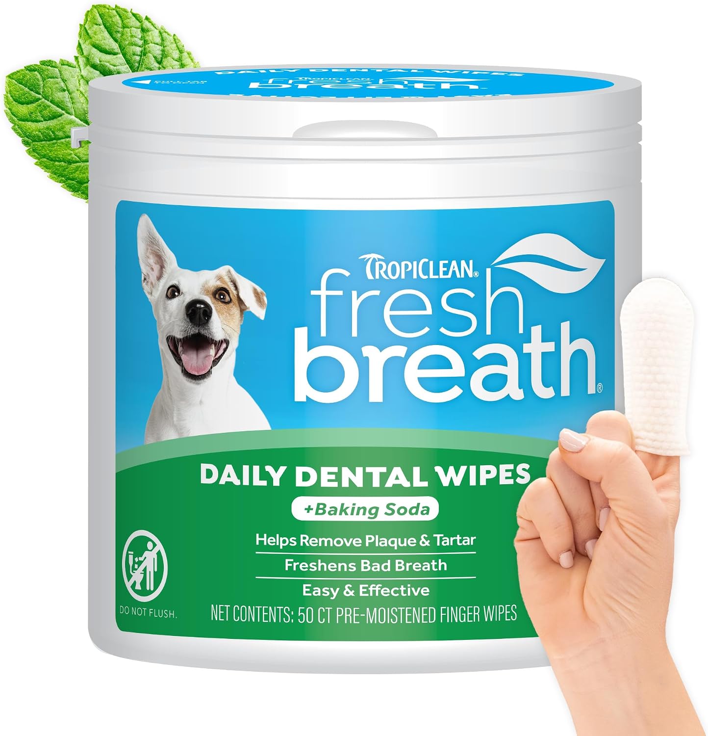 TropiClean-Fresh-Breath-Dog-Teeth-Cleaning-Dental-Wipes,-Finger-Wipes-for-Plaque-&-1427